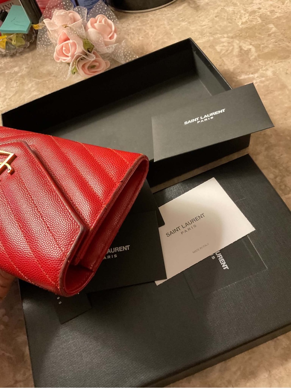 Saint Laurent Red Quilted Leather Wallet on Chain - Picture 8 of 15